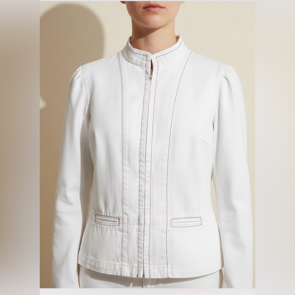 Vintage Marc Jacobs White Jean jacket with Red Accents stitching detailing